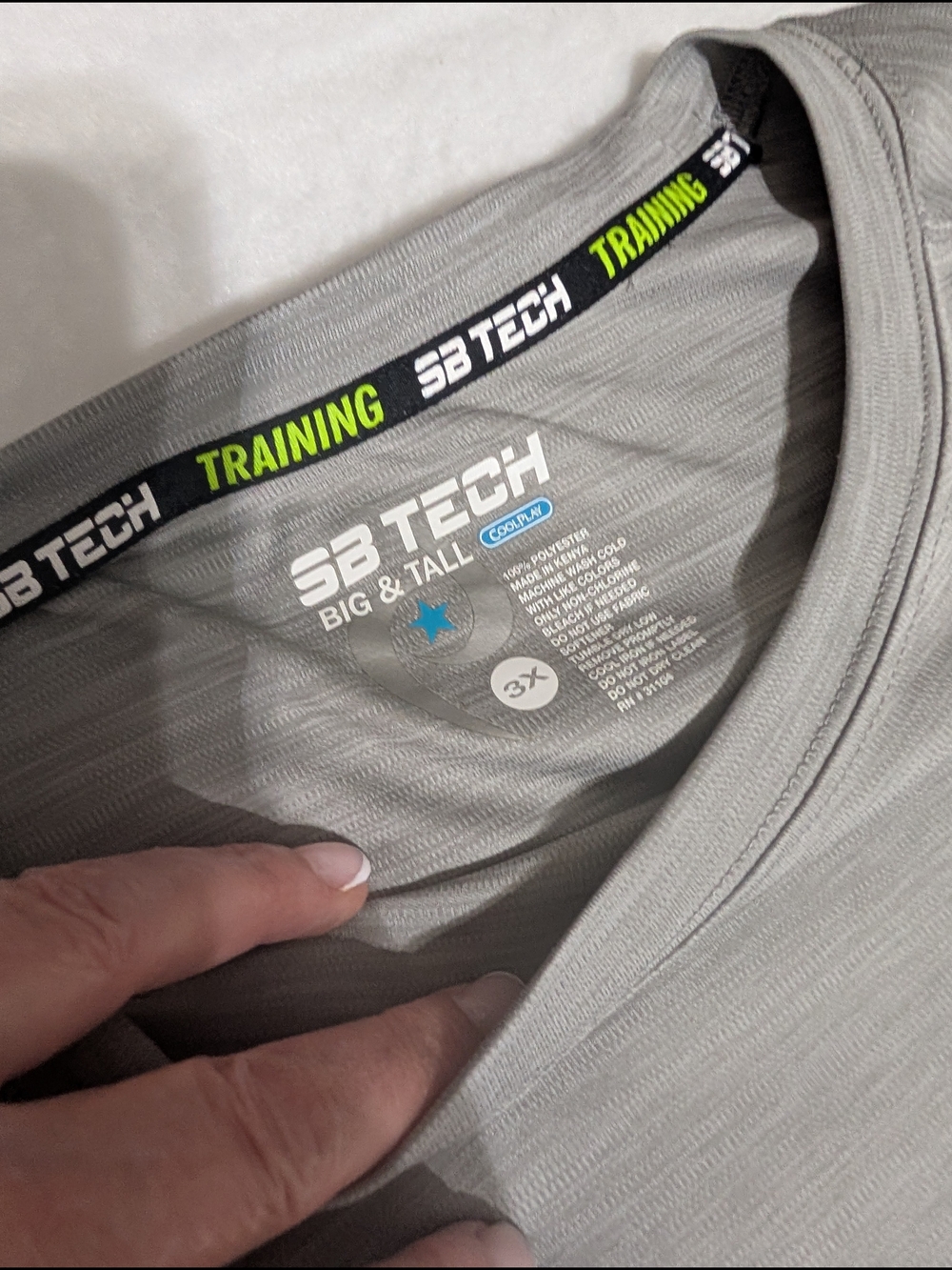 SB‎ Tech Big & Tall Training Short Sleeve Tee - Light Gray Athletic Cool Play